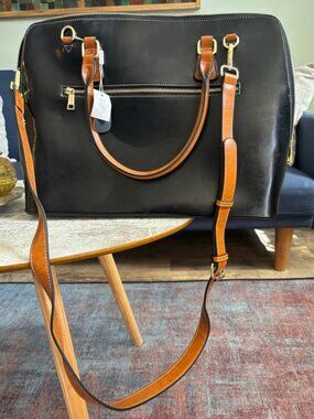 Cluci Bag - NEW Claire Premium Leather Messenger Briefcase, Black